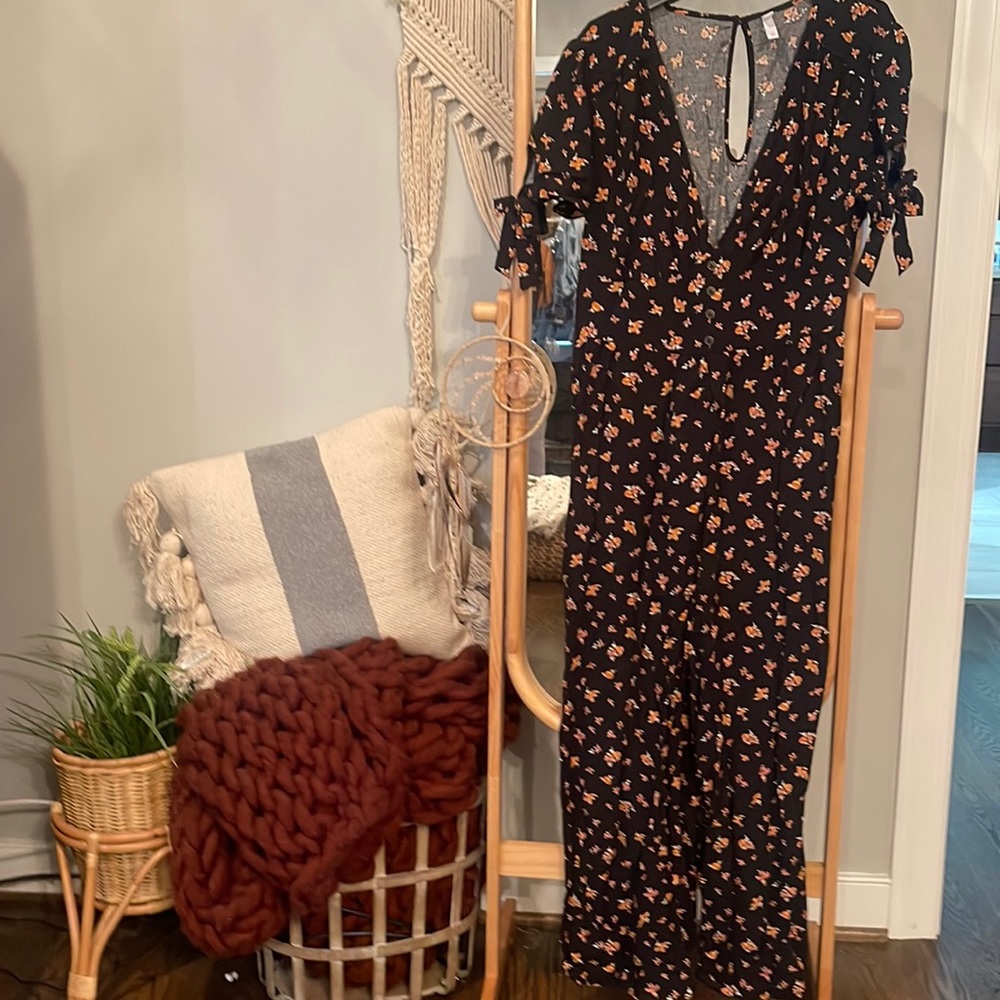 Long Pant Tie Sleeve Jumpsuit